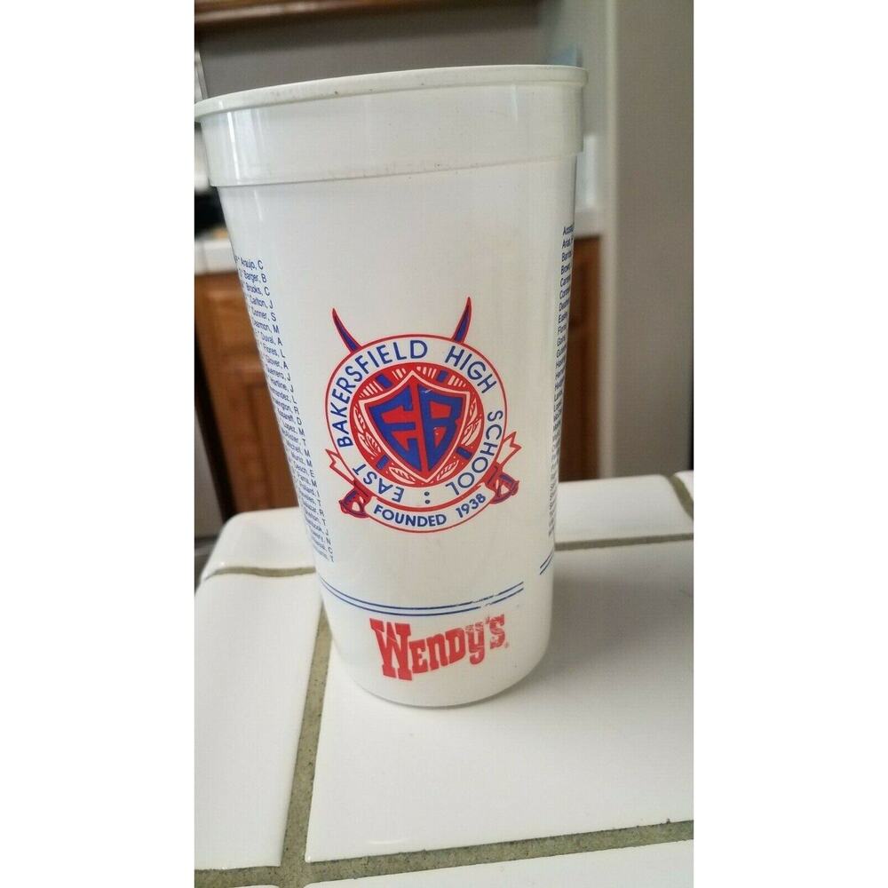 VINTAGE 1992 Wendy's East Bakersfield CA High School Graduate Class List Cup